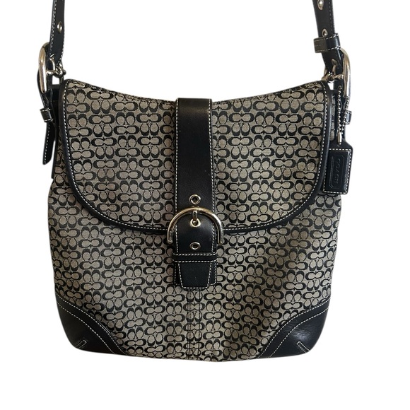 Coach Black and Gray Jacquard Small C Pattern Crossbody Bag (Vintage) - Picture 1 of 9